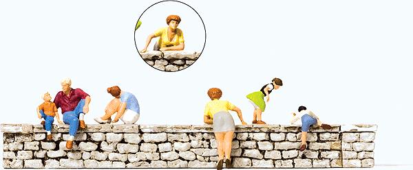 Preiser 10615 HO Sitting/Leaning on a Wall Figures (Set of 6)