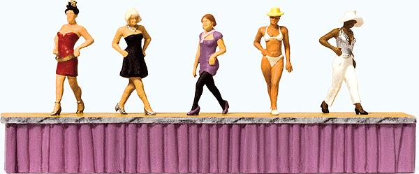 Preiser 10621 HO Women Fashion Models on the Catwalk Figures (Set of 5)