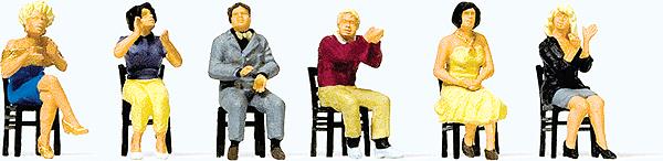 Preiser 10624 HO Men & Women Seated Spectators Clapping Figures (Set of 6)