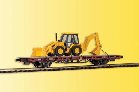 Kibri 26260 HO Diecast Low Sided Car With Backhoe Loaders