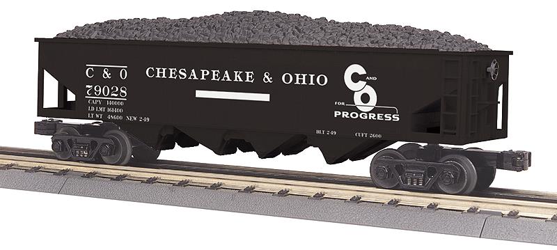 MTH 30-75494 O Chesapeake & Ohio 4-Bay Offset Hopper with Load #79028