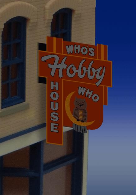 Miller Engineering 441452 HO/N Who's Hobby House Wall-Mount Animated Billboard