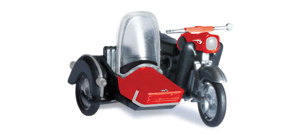 Herpa 053433 HO MZ 250 Motorcycle with Side Car in Black