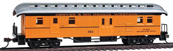 Con-Cor 321 HO D&RGW 1880s Wood Open-Platform Baggage/Railway Post Office #383