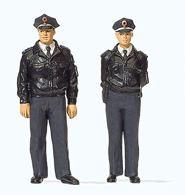Preiser 65364 O Standing Policemen in Black Uniforms Figures (Set of 2)