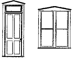 Grandt Line 5259 HO Windows Peaked Top Window/Door Set (Set of 2)