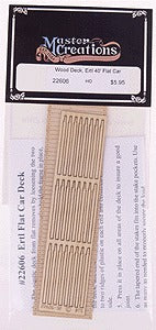B.T.S. 22606 HO Ertl 40' Flat Car Laser-Cut Self-Adhesive Wood Flat Car Deck