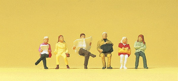 Preiser 14072 HO Seated Railway Travelers Figures (Set of 6)