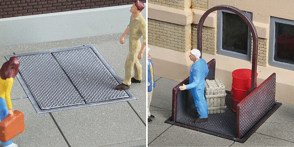 Walthers 933-3763 Cornerstone Sidewalk Elevator Builds 2 Open/Closed Kit