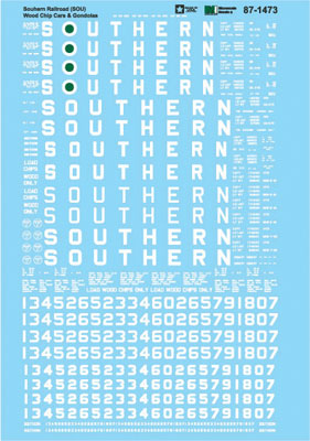 Microscale 87-1473 HO Southern Railway Wood Chip Cars & Gondolas Decal Sheet