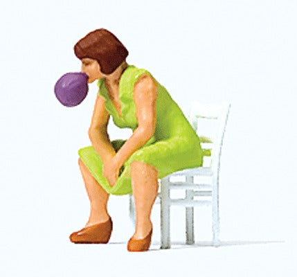 Preiser 28168 HO Sitting Girl Blowing Bubble Gum Figure
