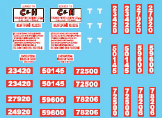 Lonestar Models 12023 HO C&H Transportation Vehicle Decal Set