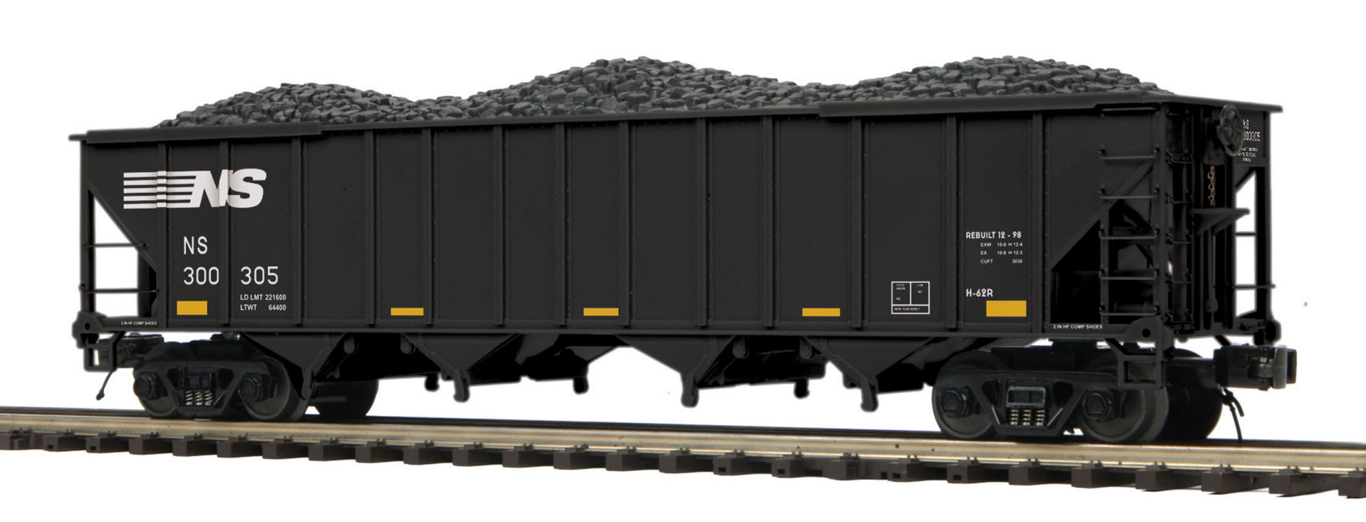MTH 20-97808 O Norfolk Southern 4-Bay Hopper w/ Coal Load #300305