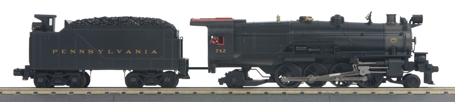 MTH 30-1642-1 O PRR 2-8-2 L-1 Mikado Steam Locomotive w/PS 3.0 #742