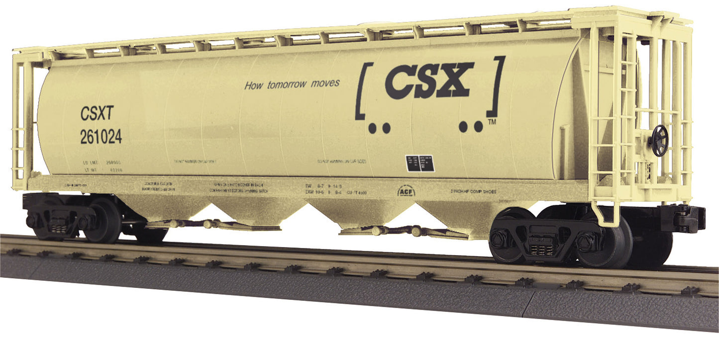 MTH 30-75492 O Gauge CSX 4-Bay Cylindrical Hopper #261024