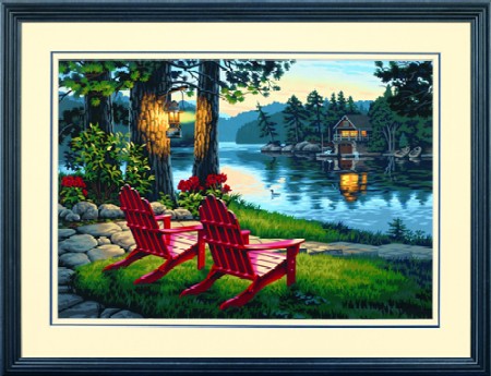 DIMENSIONS 91357 20"x14" Adirondack Evening Paint By Number Kit