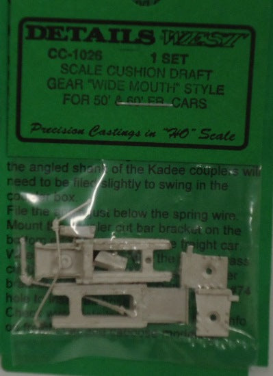 Details West 1026 HO 50' & 60' Freight Cars Cushion Draft Gear Wide Mouth Style