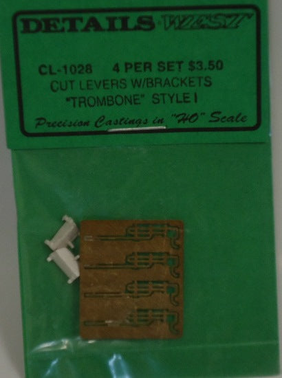 Details West 235-1028 HO Style I Trombone Cut Levers w/Brackets (Pack of 4)