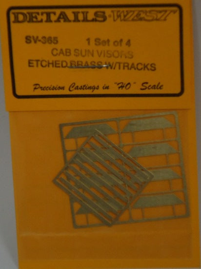 Details West 365 HO Scale Etched Brass Cab Sun Visors (Pack of 4)