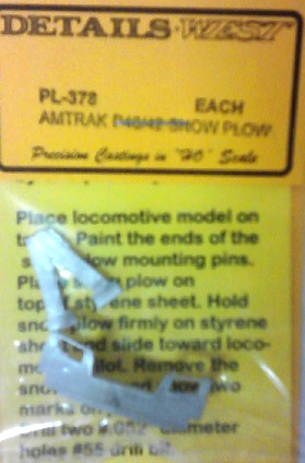 Details West PL-378 HO Scale Amtrak P40/P42 Snow Plow