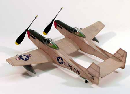Dumas 206 17-1/2" Wingspan F-82 Twin Mustang Rubber Pwd Aircraft Kit