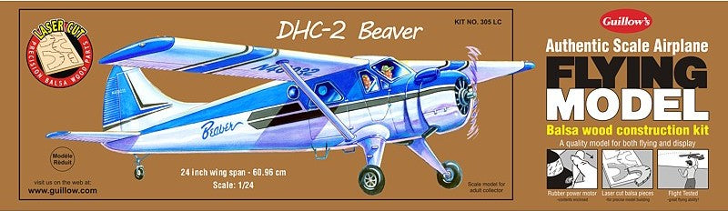 Guillows 305 DHC2 Beaver 24" Wingspan Laser Cut Aircraft Plane Model Kit