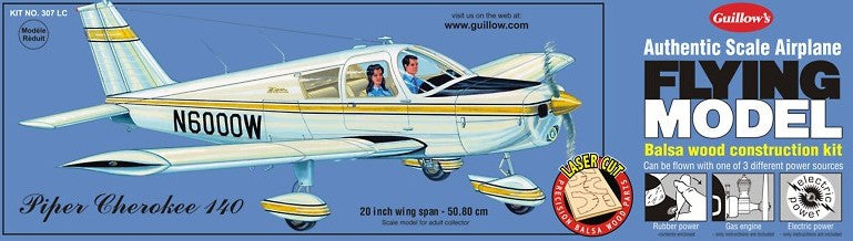 Guillows 307 Piper Cherokee 140 20" Wingspan Laser Cut Aircraft Plane Model Kit