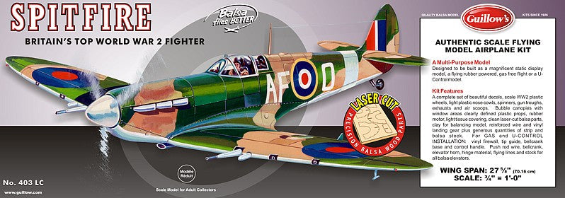 Guillows 403 1:16 Supermarine Spitfire 27-5/8