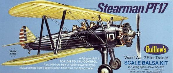 Guillows 803 Stearman PT17 28" Wingspan Military Aircraft Plane Model Kit