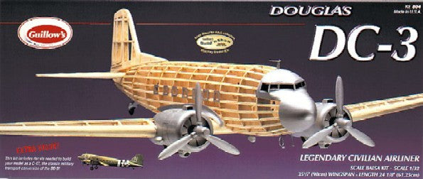 Guillows 804 1:32 Douglas DC-3 Civilian 35-1/2" Wingspan Aircraft Plane Kit