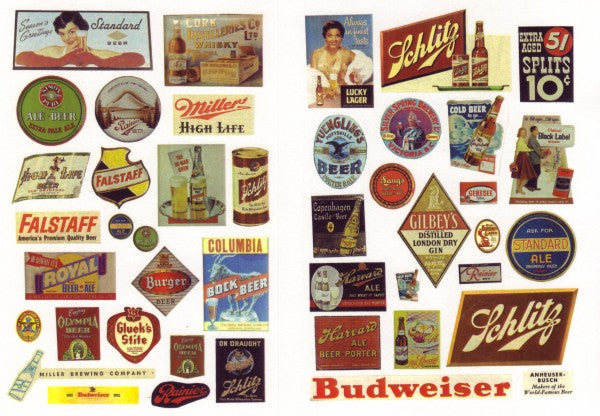 JL Innovative Design 263 HO Vintage Alcohol and Beer Signs 1940-1950(Pack of 44)