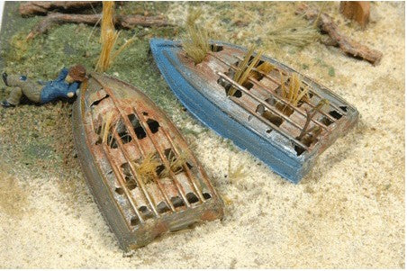 JL Innovative Design 449 HO Unpainted Cast Metal Rotted Boats (Pack of 2)