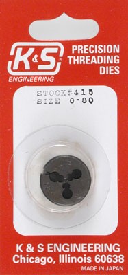K&S 415 #0-80 Threading Die Tool