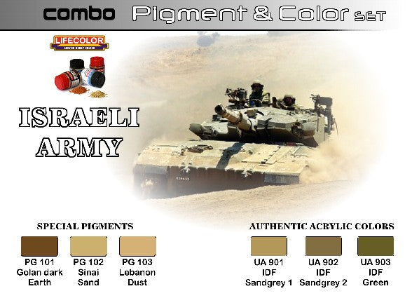Lifecolor SPG1 Israeli Army Pigment & Color Acrylic Set (6 22ml Bottles)