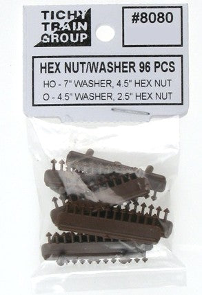 Tichy 8080 HO Hex Nut/Washer (Pack of 96)