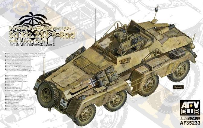 AFV Club AF35233 1:35 PzFuWg SdKfz 233 8-Rad w/7.5cm Gun Military Artillery Kit