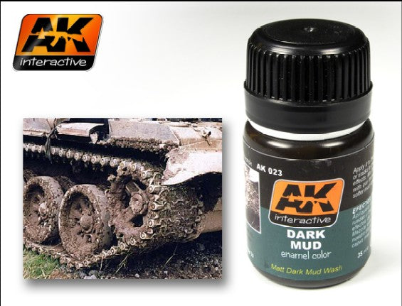 AK Interactive AK023 Dark Mud Effects Enamel Paint - 35 ml Bottle