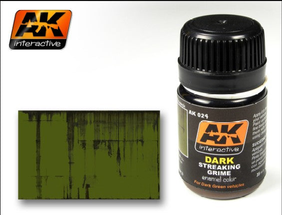 AK Interactive AK024 Dark Streaking Grime Enamel Paint - 35 ml Bottle