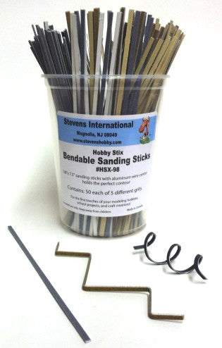 Hobby Stix 98 Bendable Sanding Sticks Counter Canister (50ea of 5 diff grits)