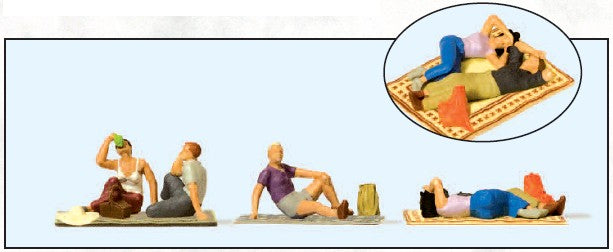 Preiser 10618 HO Taking A Rest Figures w/Accessories (Set of 5)