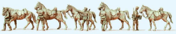 Preiser 16607 HO Standing Cavalrymen w/Horses Plastic Figure Kit (Set of 10)