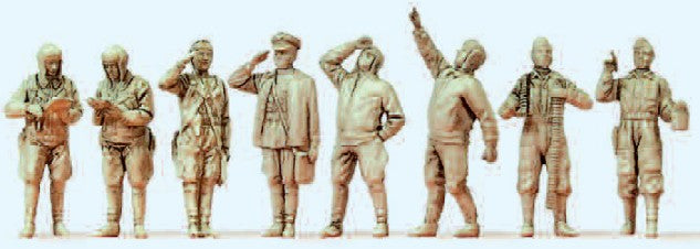 Preiser 72543 1:72 Unpainted USSR Pilots & Ground Crew Figure Kit (Set of 8)