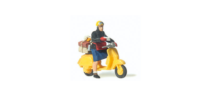 Preiser 28249 HO Postwoman on Scooter Figure