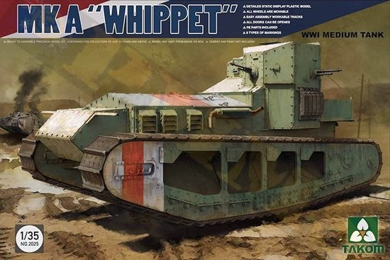 Takom 2025 1:35 WWI Whippet Mk A Medium Military Tank Model Kit