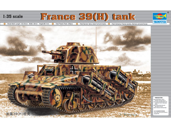 Trumpeter 00352 1:35 French 39(H) Tank w/37mm SA38 L/33 Long Barreled Gun Kit
