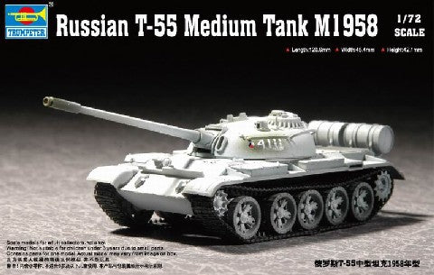 Trumpeter 07282 1:72 Russian T55 M1958 Medium Military Tank Model Kit