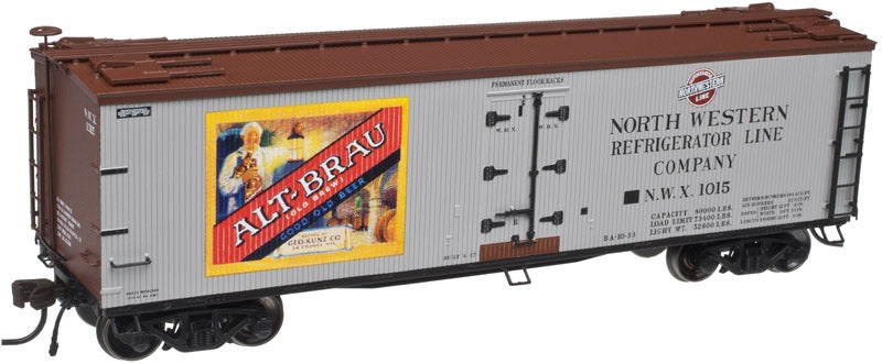 Atlas 20003087 HO Scale Alt-Brau Beer NWX 40' Wood Reefer Car #1015