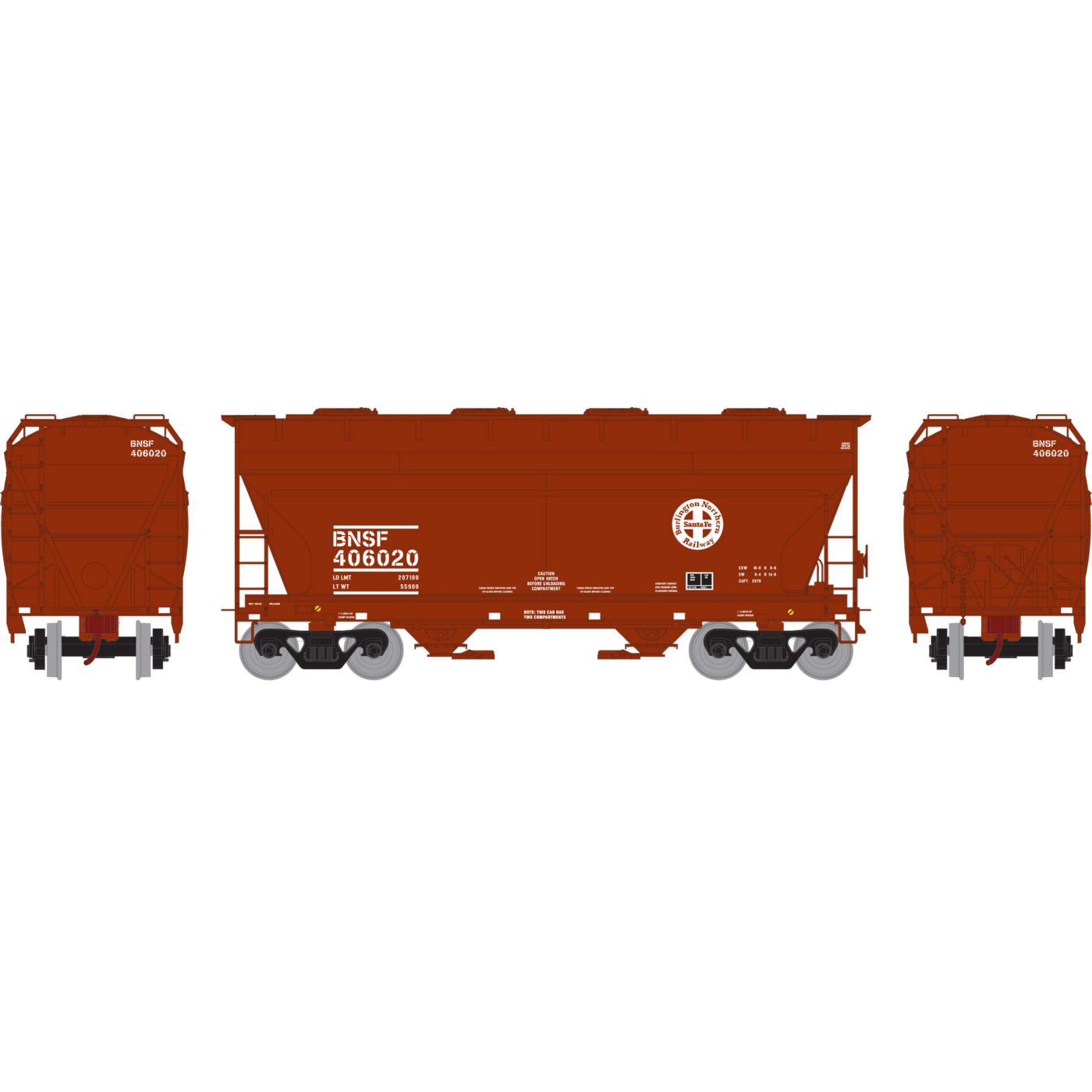 Athearn 98174 HO Burlington Northern Santa Fe ACF 2970 Covered Hopper #406020