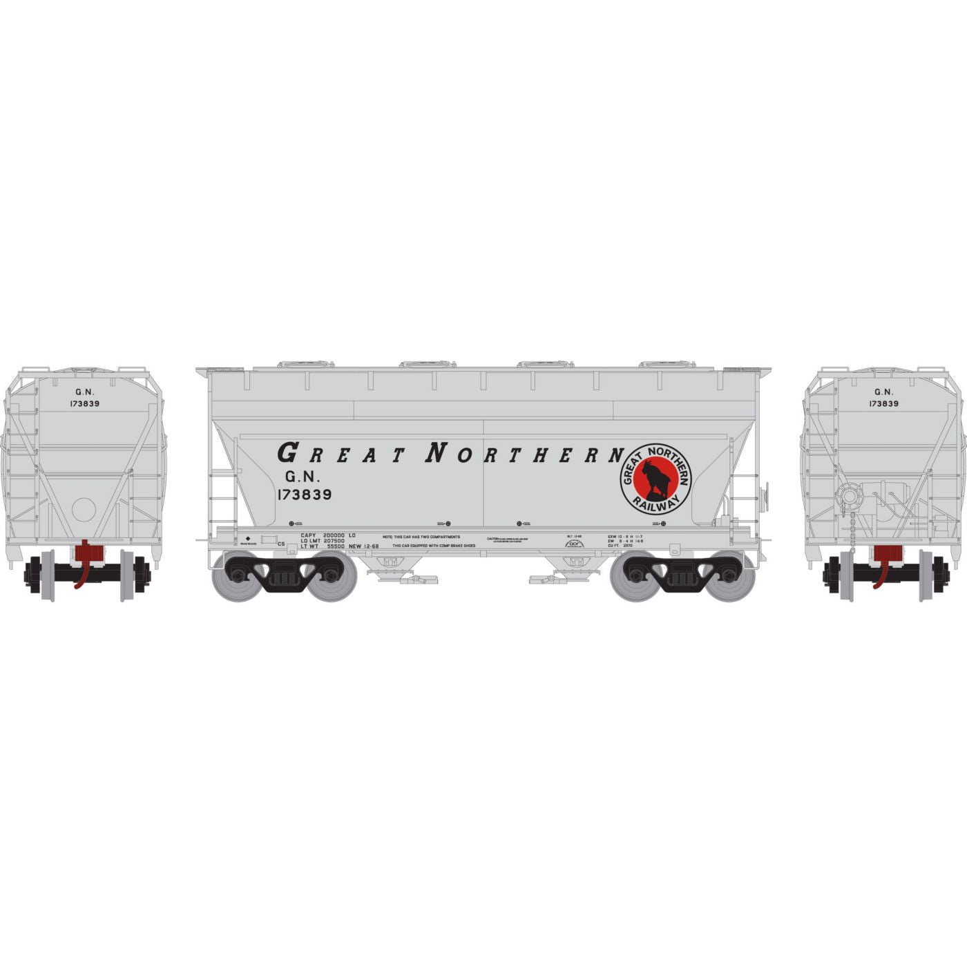 Athearn 98177 HO Great Northern RTR ACF 2970 Covered Hopper #173839
