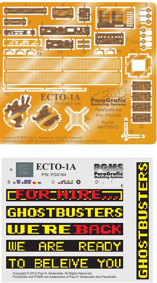 Paragrafix PGX164 1:25 Ecto-1A Photoetch Set